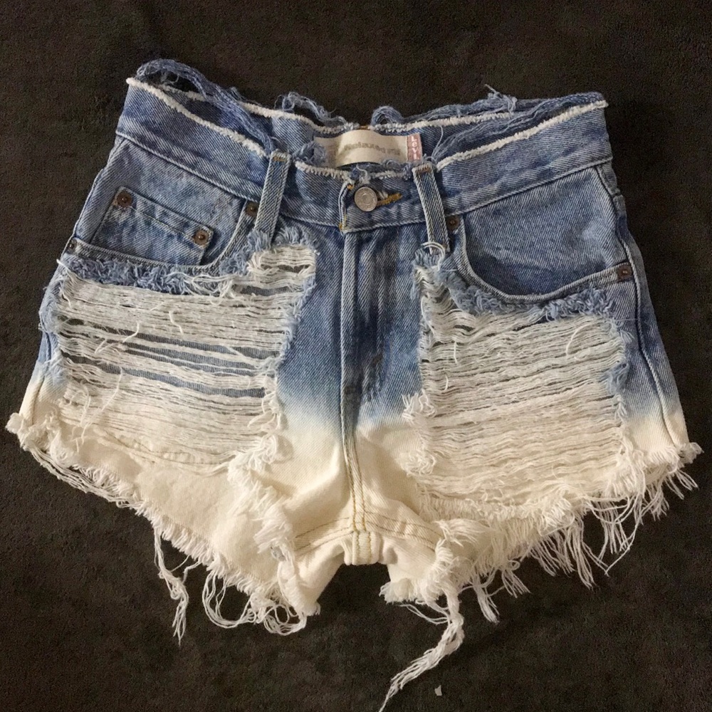 Levi’s hand distressed dip dyed shorts